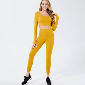 Conjunto de Yoga para mujer, ropa de gimnasio para entrenamiento, conjunto de Yoga transpirable para mujer, conjuntos de Yoga de nailon para adultos - Product Image 3