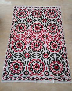 Hermosa sábana roja de Navidad India hecha a mano 100% de lana ecológica Bohemia Suzani Throw Multi-Color bordado Bedcover - Product Image 1