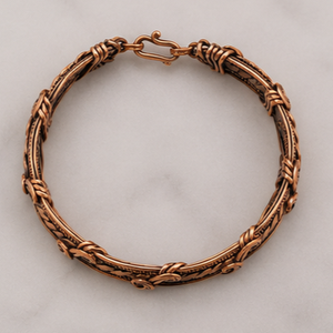 Handcrafted Pure Copper <b>Wire</b> Wrapped Scrollwork Link Bracelet With Embossed Design Luxury Metal Jewelry - Product Image 6