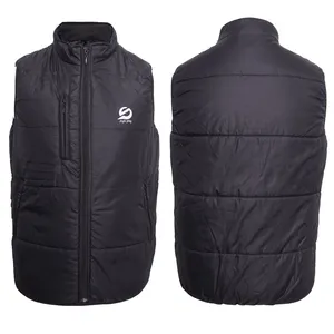 เสื้อกั๊กพัฟเฟอร์สีดำแบบไม่มีแขน ผ้าโพลีเอสเตอร์สำหรับฤดูหนาว น้ำหนักเบา อุ่นสบาย เหมาะสำหรับใส่ลำลองและกิจกรรมกลางแจ้งสำหรับผู้ชาย - Product Image 1