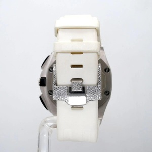 Luxury Men's Stainless Steel <b>Chronograph</b> Watch Moissanite Bezel Rubber Band Quartz Movement SAPPHIRE Crystal Dial - Product Image 5