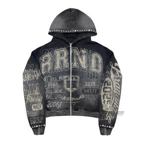 Hoodie en coton épais coupe ample 500 gsm, logo personnalisé, effet vintage, streetwear homme - Product Image 6