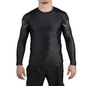 Men's Black Short Sleeve Rash Guard 100% Polyester <b>Swim</b> <b>Shirt</b> with Logo Print Left Sleeve Anti-UV UPF50+ Quick Dry - Product Image 4
