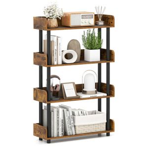 Libreria Aperta a 4 Ripiani Marrone Rustico, Design Moderno Anti-Ribaltamento, Espositore per Casa, Ufficio e Soggiorno - Product Image 2