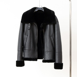 Vestes en cuir véritable respirantes et écologiques pour femmes, en laine véritable, avec doublure en fausse fourrure, idéales pour l'hiver (Dropshipping) - Product Image 3