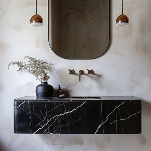Dalle de pierre naturelle personnalisée de luxe marbre noir Marquina Dalles de marbre noir de qualité supérieure pour comptoirs et revêtements de sol en marbre granit - Product Image 5