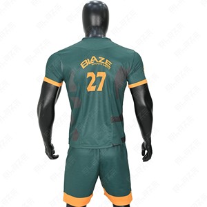 Conjunto de Camiseta de Fútbol Verde para Hombre Blaze Sports Wear, Cuello en V, Manga Corta, Estampado Geométrico, Poliéster que Absorbe la Humedad, Uniforme 27 - Product Image 3