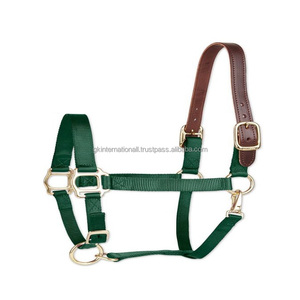 Personalized Horse <b>Halter</b> Full Adjustable Strong Nylon Horse <b>Halter</b> with Leather Crown and Durable Brass Plated Hardware - Product Image 1