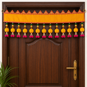 Traditional Indian Door Toran Decoration with Colorful Tassels and Embroidered Hanging for Festive Home Entrance Decor - Product Image 3