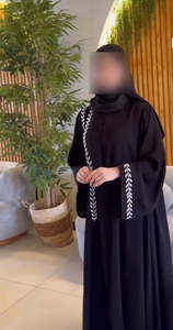 Best Selling Elegant Breathable <b>Kaftan</b> Abaya Handmade Turkish Floor Length Long Sleeve Neck maxi dress Polyester Regular Fit - Product Image 2