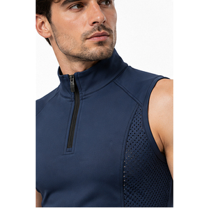 Chaleco de equitación para hombre con cremallera de un cuarto, sin mangas, transpirable, de secado rápido, para competición ecuestre - Product Image 6