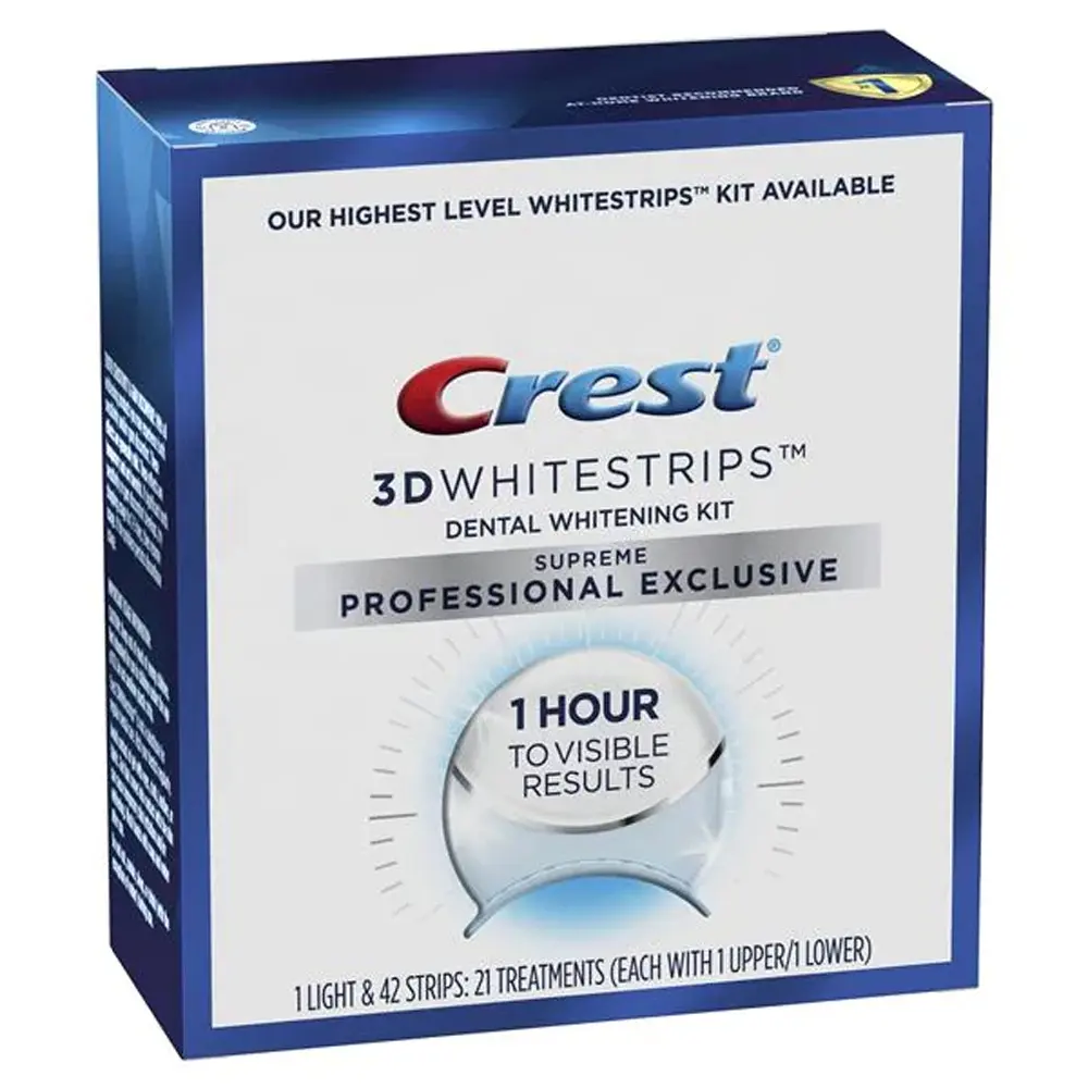 Crest 3DWhitestrips yüce profesyonel özel LED ışık beyazlatma şeritleri ile