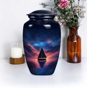 Dark Blue Cremation Urn Decorative <b>Ashes</b> Vase Cosmic Horizon Tree Memorial <b>Keepsake</b> Urn - Product Image 1