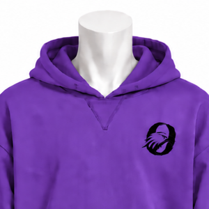 Purple Embroidered Border Hoodie Oversized Pullover <b>Fleece</b> <b>Sweatshirt</b> Decorative Hem Cuffs Kangaroo Pocket Casual Streetwear Top - Product Image 3