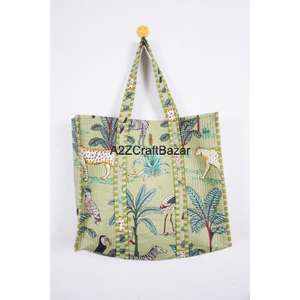 Bolso Tote Hecho a Mano en India, 100% Algodón, con Rayas, Asa Larga, para Mujer, Ecológico, Grande, Hecho en Rajastán - Product Image 1