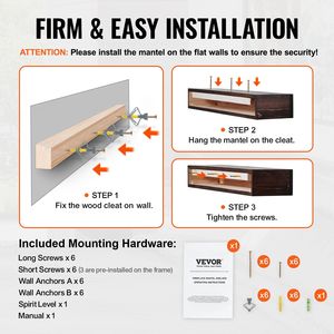 Mensola per Caminetto in Legno Naturale da 48 x 8 x 5 Pollici, Capacità 50 Libbre, Stile Rustico da Parete - Product Image 5