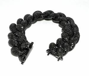 Bracelet chaîne en argent 925 plaqué rhodium noir de luxe, pavé de diamants, taille brillant rond, unisexe, pour usage quotidien - Product Image 1