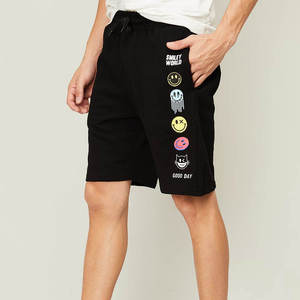 Shorts décontractés pour homme en coton 100% noir, respirants, à séchage rapide, avec taille élastique, style streetwear, shorts d'été - Product Image 2