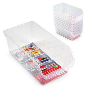 Clear Stackable Plastic <b>Storage</b> Bins 10 Pack Kitchen Drawer Organizer PP <b>Material</b> Eco Friendly Minimalist Design - Product Image 1