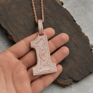 Custom <b>Initial</b> Number 1 Hip Hop Pendant <b>Necklace</b> 925 <b>Silver</b> Iced Out Moissanite Diamond Letter Pendant - Product Image 4