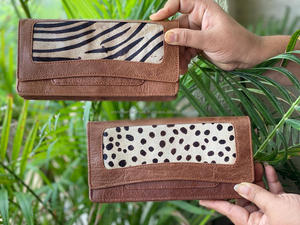 2024 recién llegados de cuero genuino clásico de lujo diseñador señoras billetera pelo en Animal estampado cuero de vaca tarjetero carteras - Product Image 4