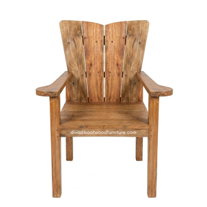 Handcrafted <b>Rustic</b> Natural Wooden <b>Chair</b> with Armrest Reclaimed Boat Wood Eco-Friendly Indoor Outdoor Hotel Home Villa Furniture - Product Image 2