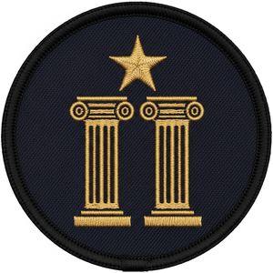 Parche Termoadhesivo Personalizado de Regalia Masónica, Insignia de Estrella y Pilares Dorados, Decoración para Ropa de Masonería, Parche Bordado a Máquina Circular, Venta al por Mayor - Product Image 1