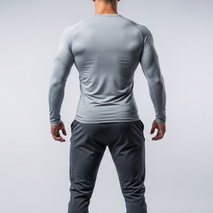T-shirt blanc slim fit pour homme, manches longues, 100% coton, col rond, coupe ajustée, design OEM - Product Image 5