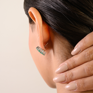 Wholesale 925 Silver Unique Cluster Design Genuine Oval Cut <b>Emerald</b> & Round Diamond <b>Stud</b> Earrings For Women's Daily Wear - Product Image 4