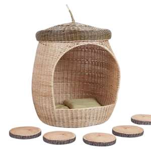Meilleur choix : Tente de jeu Wigwam en rotin naturel pour enfants, tipi en osier, maisonnette pour tout-petits, intérieur/extérieur, style bohème - Product Image 1