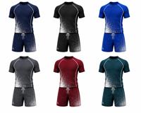 Ensemble de maillots de bain anti-UV à manches longues pour hommes, imprimé sur mesure, bleu marine, séchage rapide, écologique, color-block, léger