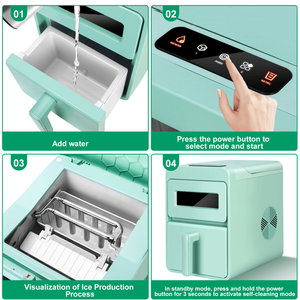 PSZBJ-K12G Macchina Automatica per Ghiaccio, Capacità 50 libbre/giorno, Produzione Ghiaccio in 6-8 Minuti, 9 Pezzi per Batch, Vassoio Ghiaccio in PVC da 2 Litri - Product Image 4