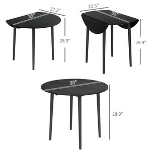 Small Round <b>Folding</b> Dining <b>Table</b> <b>Kitchen</b> <b>Table</b> for Small Spaces Black Color - Product Image 6