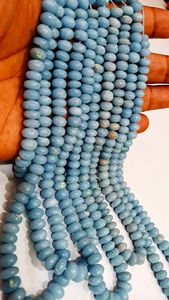 Perles de pierre précieuse Angelite naturelle, rondes, lisses, 8 mm, vendues par brin de 8 pouces de long - Product Image 2