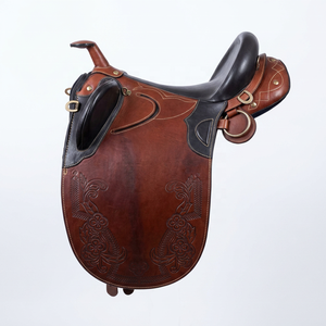 Selle de cheval en cuir australien de qualité supérieure, style western, avec quincaillerie en laiton, arceau en bois, tapis de selle embossé, selle d'équitation - Product Image 1