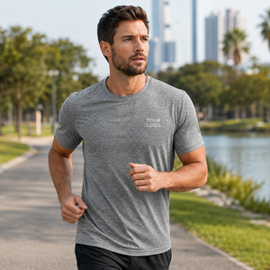 Camiseta Deportiva Heather Gray para Hombre, Manga Corta, Secado Rápido, Corte Regular, Cuello Redondo, Impresión de Pantalla, Logotipo Personalizado - Product Image 5