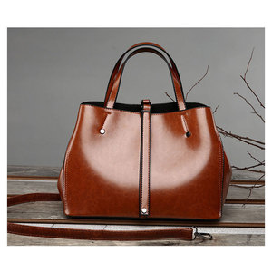 Professional Quality Trending Fashion Women Genuine Leather Shoulder Bags Two Straps Zipper Durable Elegant Travel <b>Handbags</b> - Product Image 5