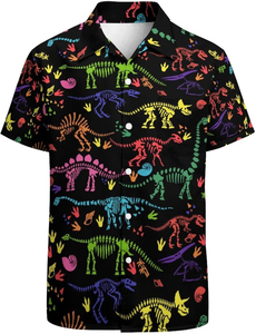 Chemise d'été tropicale pour homme à manches courtes, imprimé floral hawaïen, décontractée, boutonnée, colorée, pour les vacances - Product Image 2