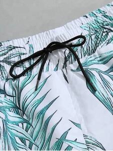 Pantalones cortos de verano para hombre, estilo chino, con estampado floral frontal, de punto, con cordón, de seda helada, a la moda, holgados e informales. - Product Image 5