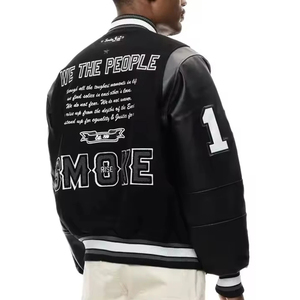 Chaquetas Varsity Personalizadas con MOQ Bajo, Parches de Chenille Bordados, Mangas 100% Cuero, Cuello Alto, Diseño de Parches en la Parte Delantera - Product Image 3