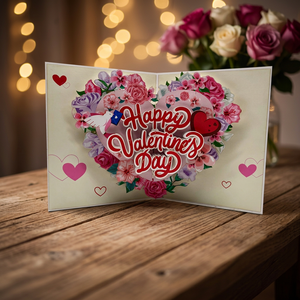 Tarjeta Pop-up de San Valentín con Diseño de Corazón, Hecha a Mano, Diseño Personalizado, Manualidades de Papel, Tema Animal, Decoración para el Hogar, Promoción de Acción de Gracias - Product Image 4