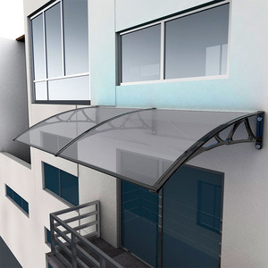 Auvent <span class=keywords><strong>de</strong></span> <span class=keywords><strong>porte</strong></span> et fenêtre en polycarbonate avec support en acier plastique, <span class=keywords><strong>abri</strong></span> extérieur imperméable contre la pluie - Product Image 6