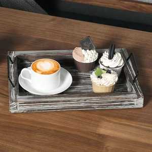 Plateau de service rustique en bois de pin, finition texturée, pour boissons et aliments, style Country Cottage - Product Image 6
