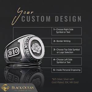 Anillo de Graduación Universitario BOJ RCJ Ring 021 Personalizado con Diamantes Plateados, Unisex, para Regalo en Fiestas y Ocasiones Especiales, Precio Bajo - Product Image 6