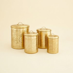Handcrafted Pure Brass Kitchen Storage Canister Set Traditional Indian Dabba With Lids For <b>Spices</b> Grains And Flour Eco-Friendly - Product Image 6