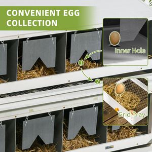 Nido per galline in legno a 8 scomparti per 16-32 galline con vassoi per la raccolta delle uova e posatoi - Product Image 5