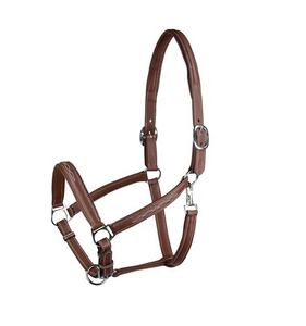 Licol de cheval de style selle anglaise réglable en cuir véritable avec quincaillerie en acier inoxydable - Product Image 1