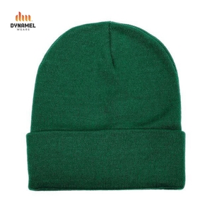 Gorro de Punto Acanalado Verde Dynamel, Unisex, Gorro de Invierno Sólido, Gorra Casual con Borde, Bordado 3D, Ajustable - Product Image 4