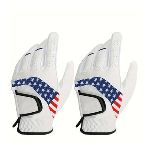 Gant de golf personnalisé avec logo, respirant, antidérapant, pour gaucher, drapeau américain, en cuir PU blanc, gant de golf de qualité supérieure, poignet réglable - Product Image 1