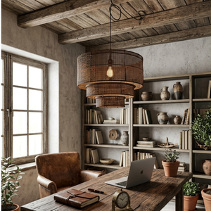 Rustic Dark Brown 3-Tier Wicker Pendant <b>Light</b> Cover Natural Woven <b>Bamboo</b> Ceiling Lamp <b>Shade</b> Wholesale for Living Room - Product Image 6